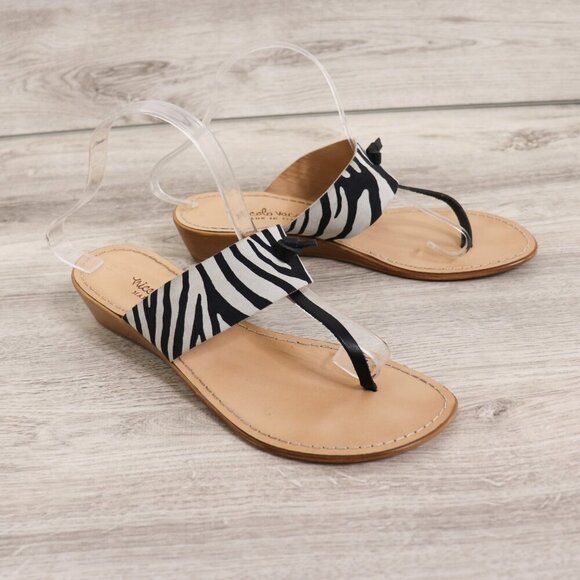 Niccolo Vacari Zebra Print Sandal Women’s 9.5 Suede Leather Made in Italy Wedge - Picture 1 of 14